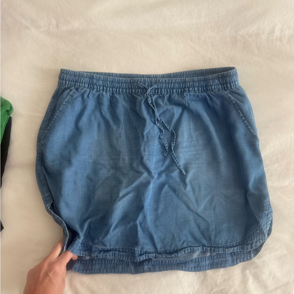 Women’s Size L Soft Lyocell Chambray Drawstring Skirt